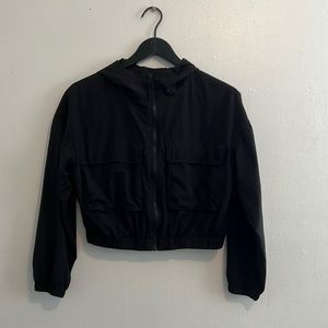 Loose StretchTech Zip-Front Hooded Jacket